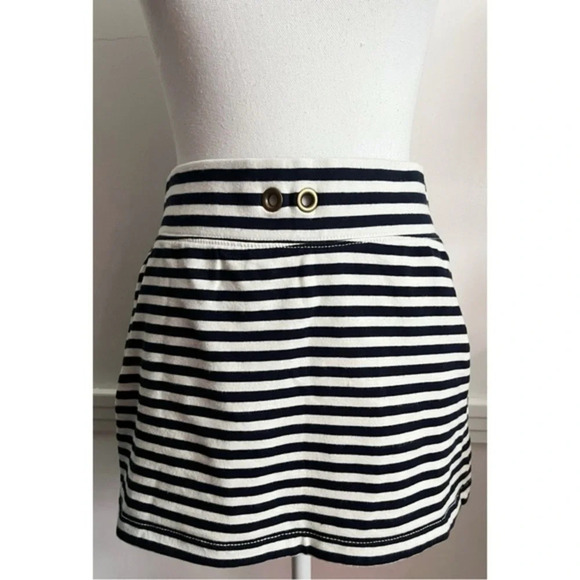 J. Crew • Navy White Nautical Stripe Mini Skirt - Picture 1 of 4